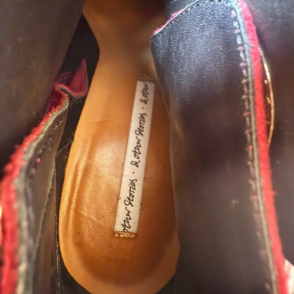 & Other Stories Oxblood Suede + Leather Booties – 90s Style with Silver Accents - Picture 13 of 15